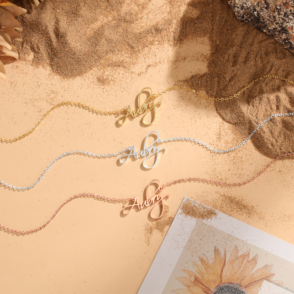 Personalized Thin Chain Script Name Necklace