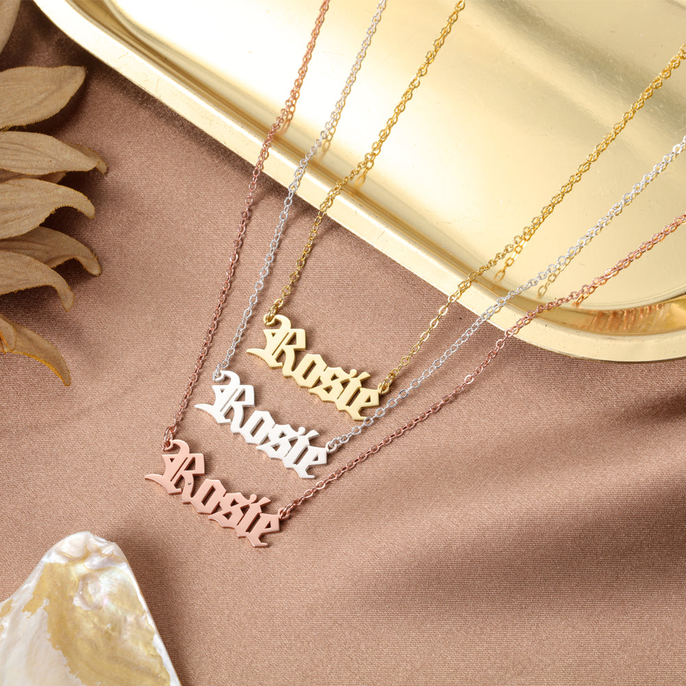 Personalized Old English Name Necklace