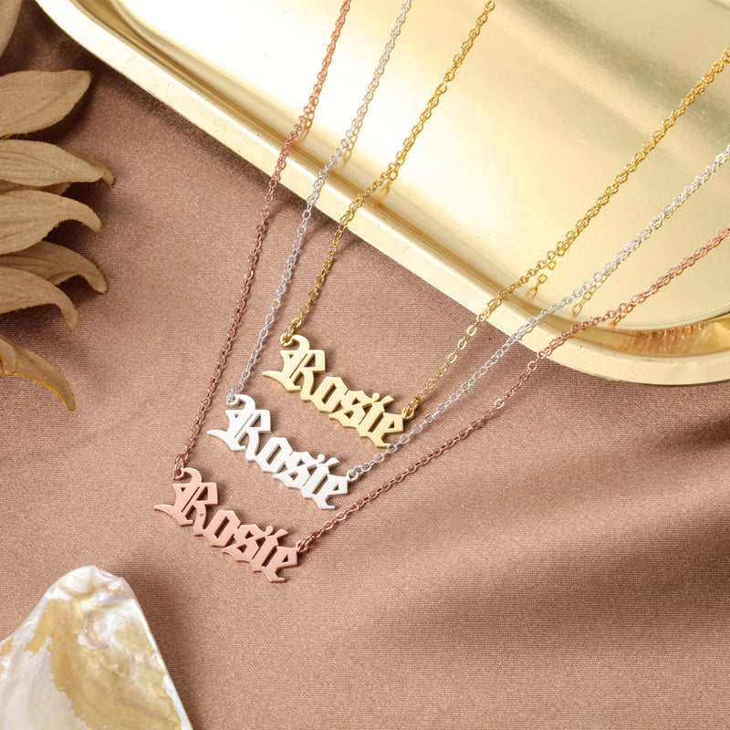 Personalized Old English Name Necklace