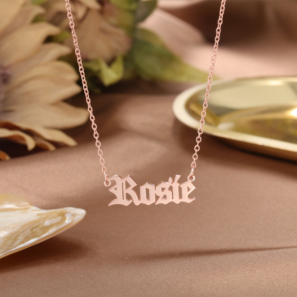 Personalized Old English Name Necklace