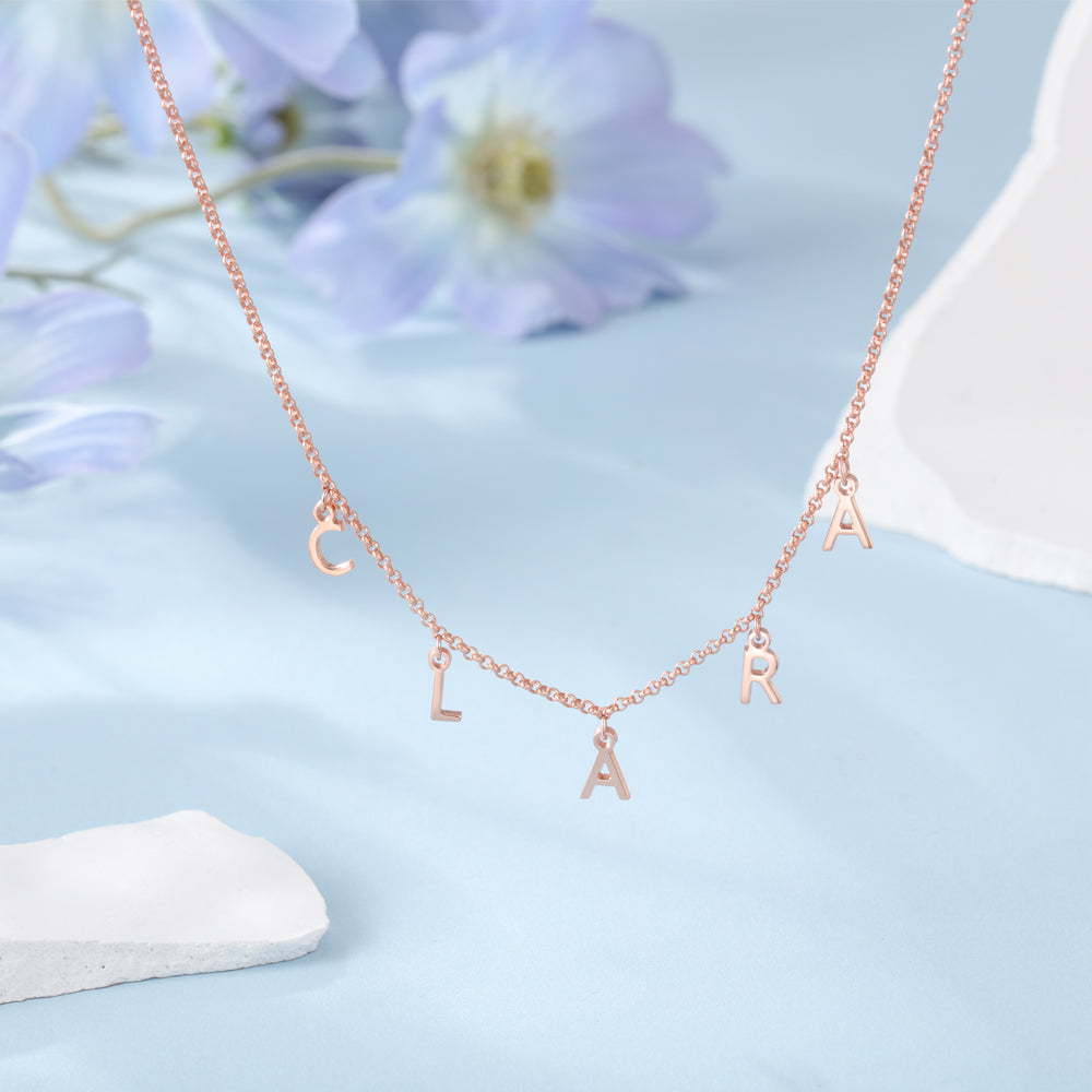 Personalized Dangling Letter Name Necklace