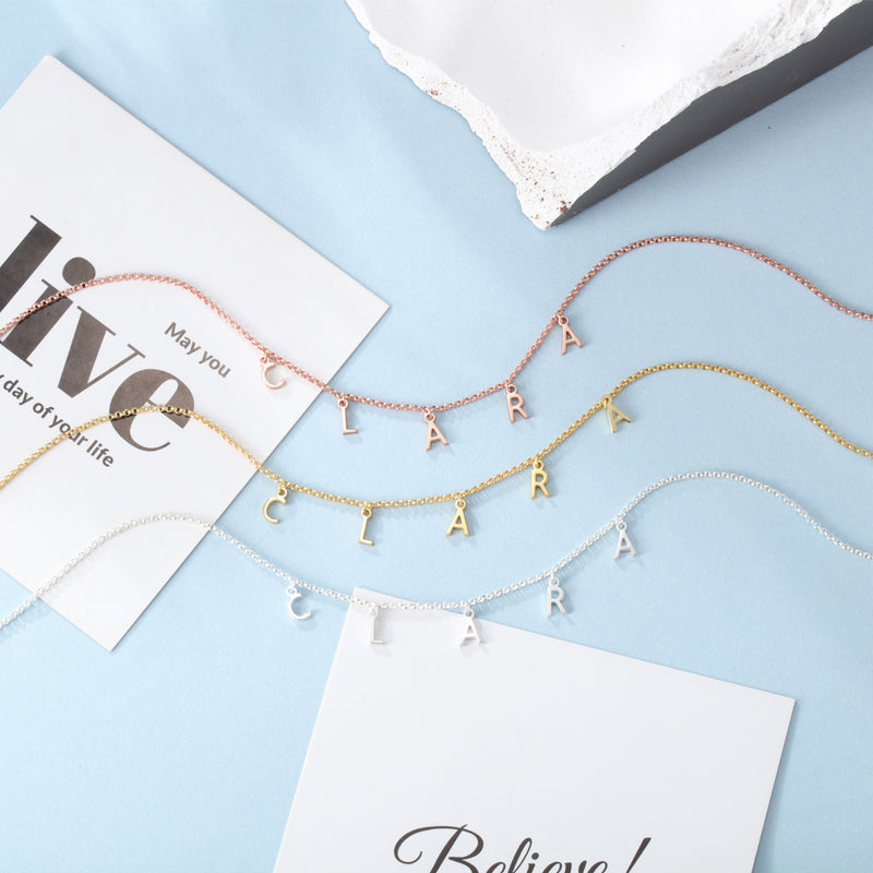 Personalized Dangling Letter Name Necklace