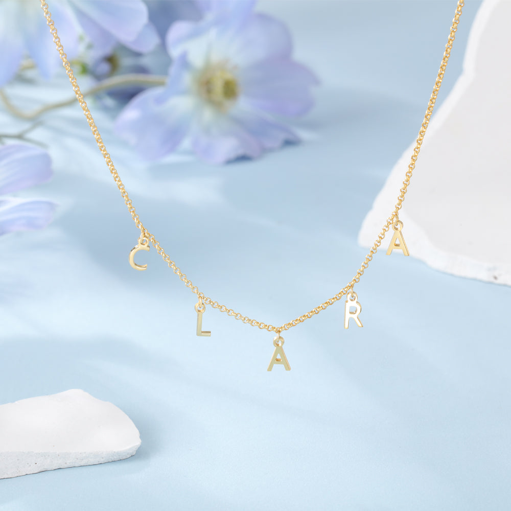 Personalized Dangling Letter Name Necklace