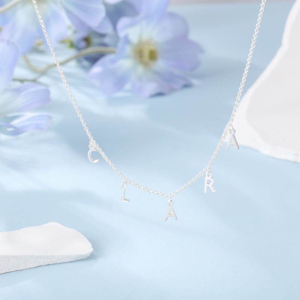 Personalized Dangling Letter Name Necklace