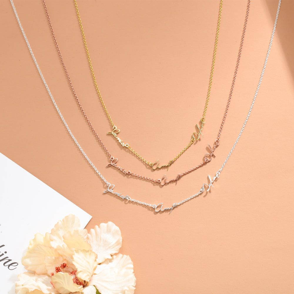 Personalized Three Name Station Necklace