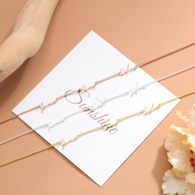 Personalized Three Name Station Necklace