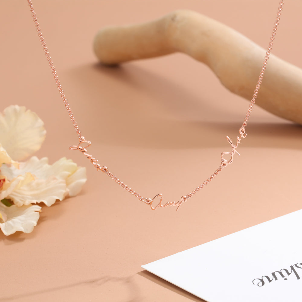 Personalized Three Name Station Necklace