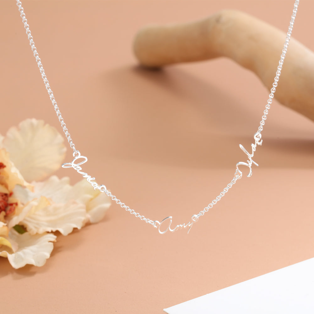 Personalized Three Name Station Necklace