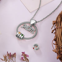 MOM Circle Birthstone Necklace