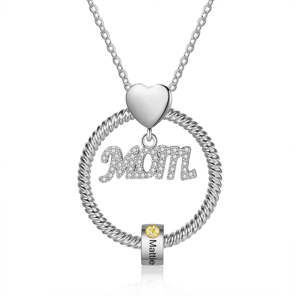 MOM Circle Birthstone Necklace