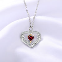 Angel Wing Heart Birthstone Family Necklace