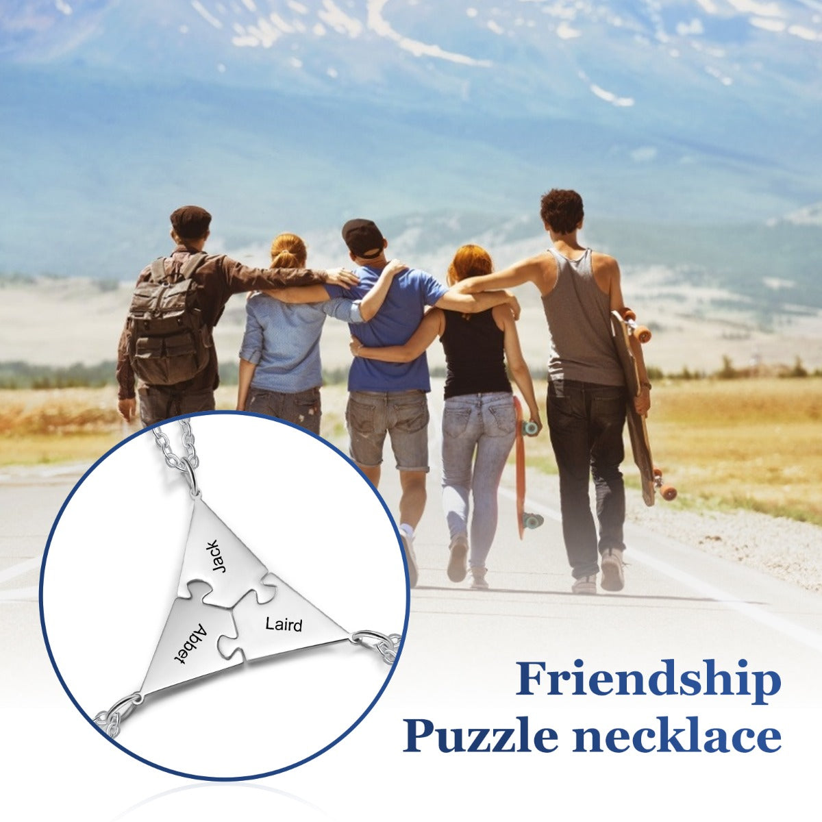 Engraved Friendship Puzzle Necklaces, 3 to 8 Pieces
