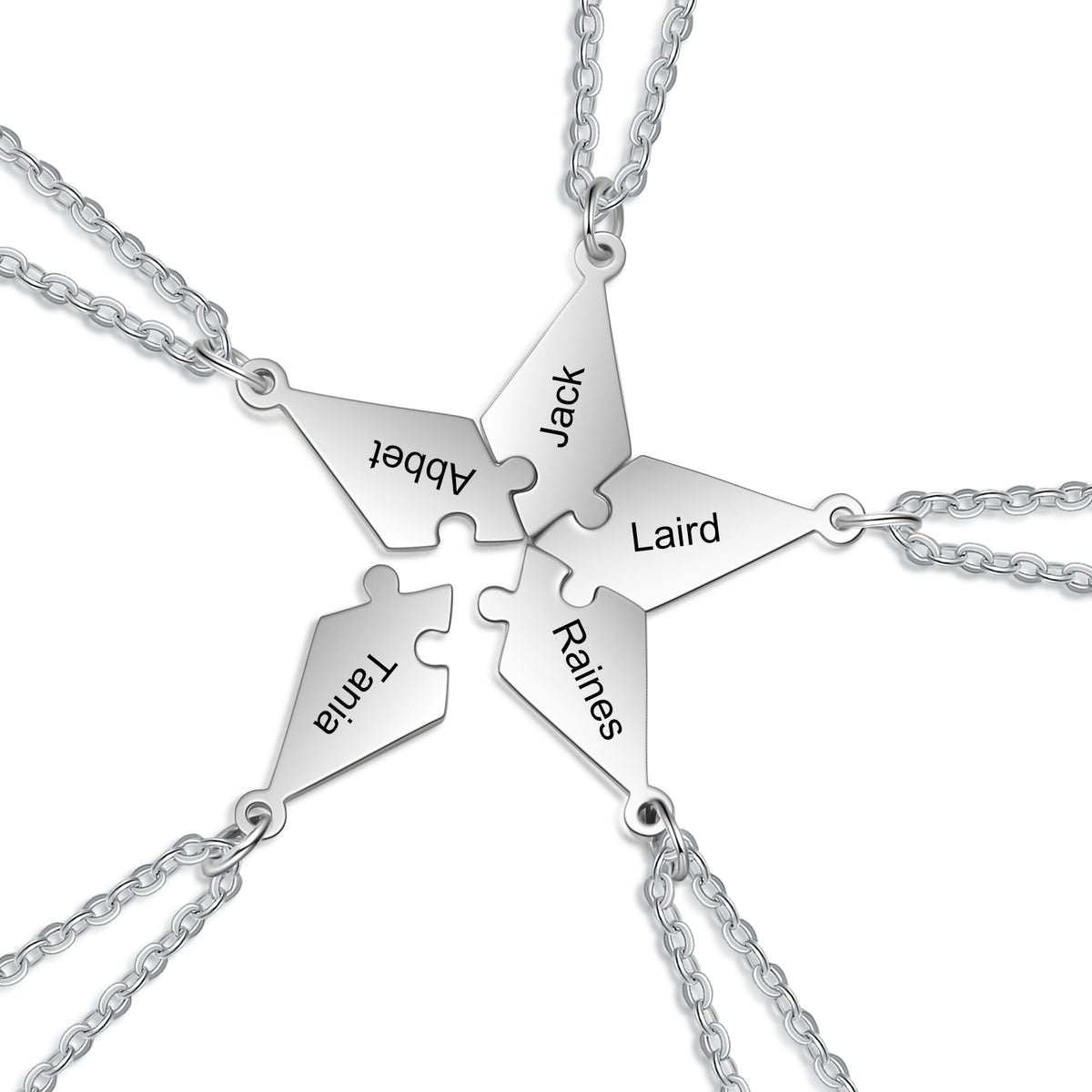 Engraved Friendship Puzzle Necklaces, 3 to 8 Pieces