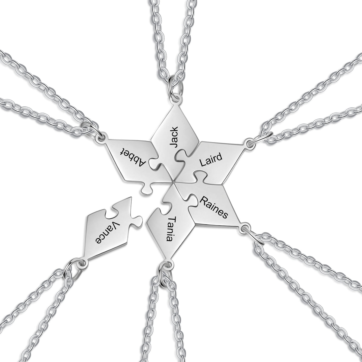 Engraved Friendship Puzzle Necklaces, 3 to 8 Pieces