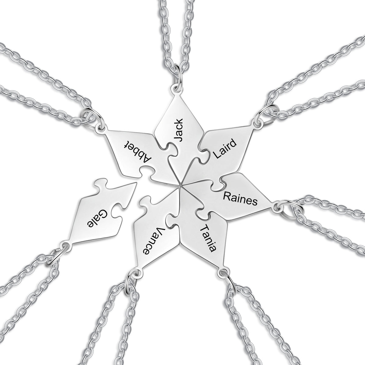 Engraved Friendship Puzzle Necklaces, 3 to 8 Pieces