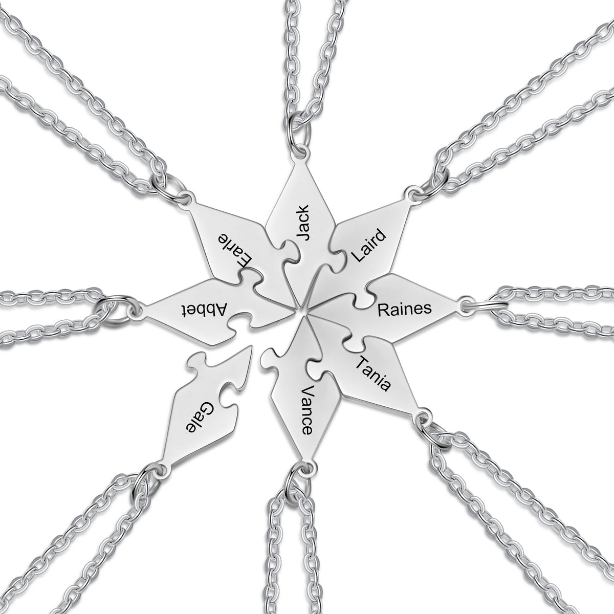 Engraved Friendship Puzzle Necklaces, 3 to 8 Pieces