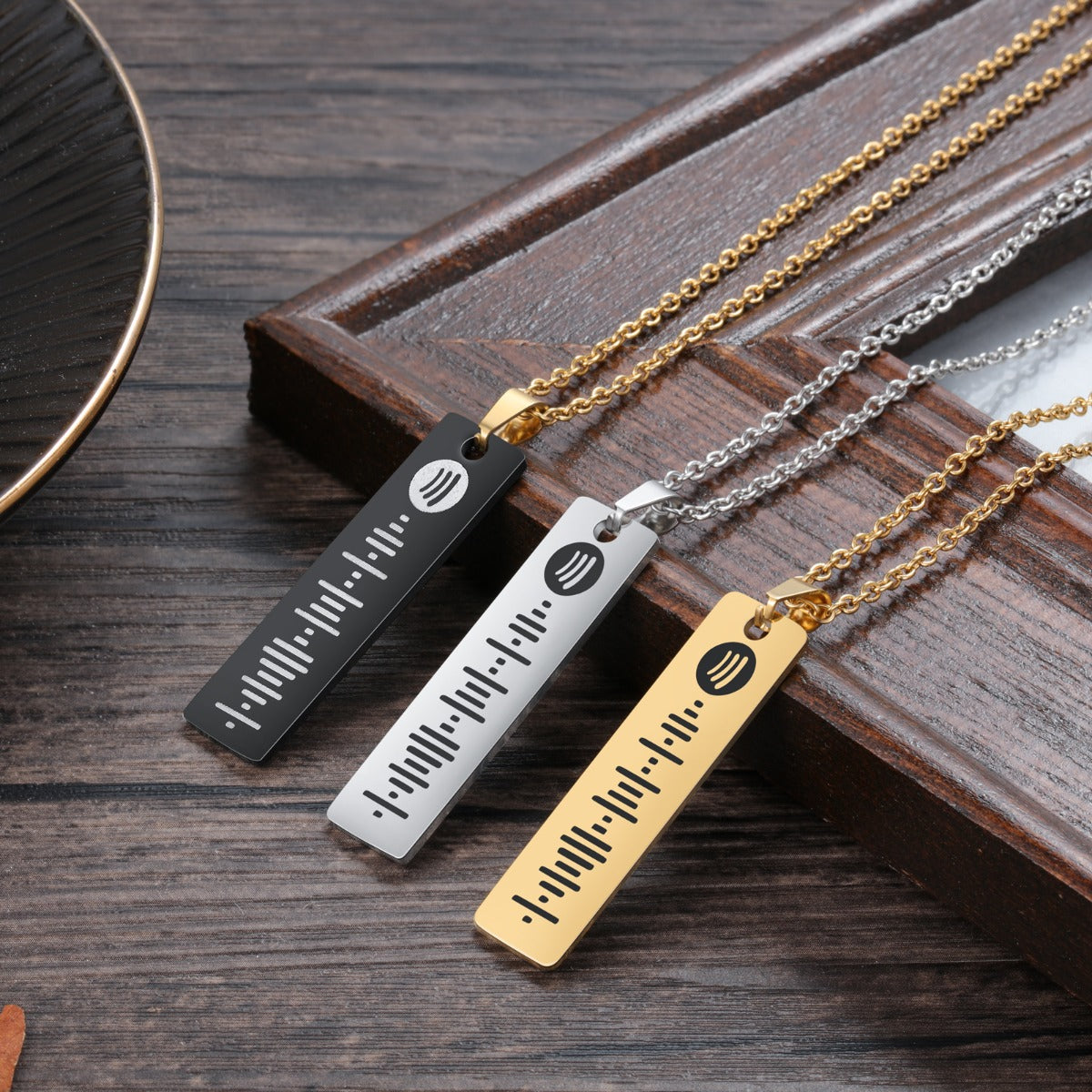 Engraved Spotify Code Bar Necklace