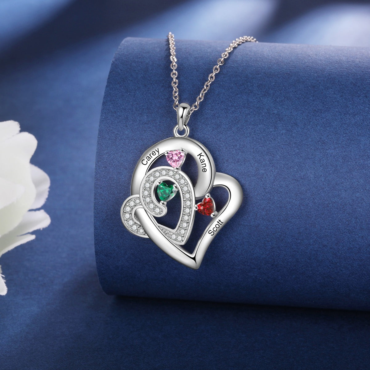 Custom Birthstone Heart Pendant Necklace