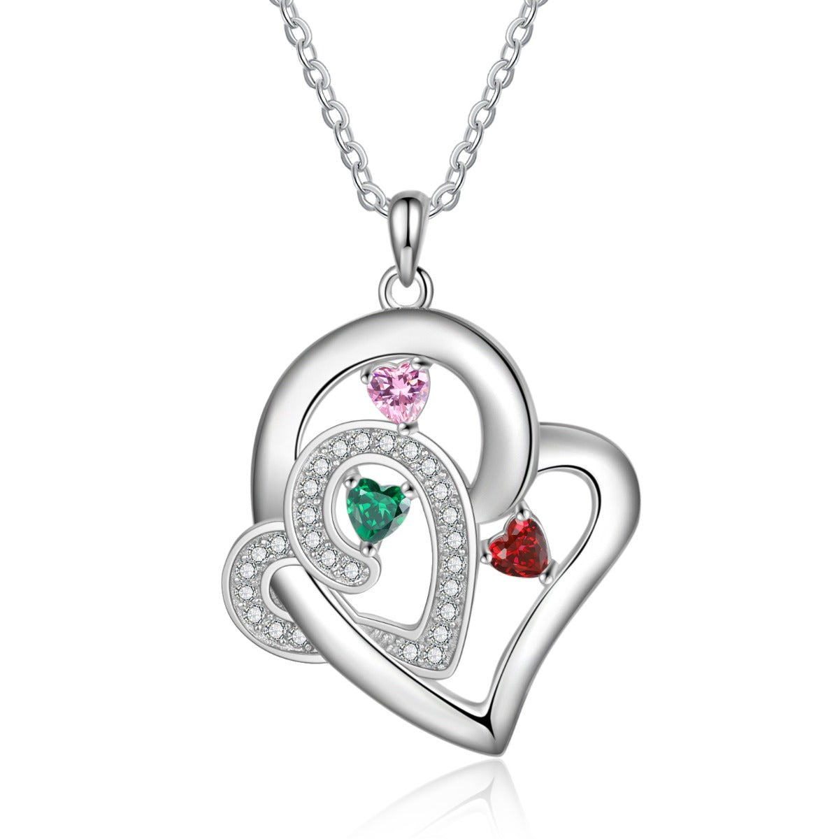 Custom Birthstone Heart Pendant Necklace