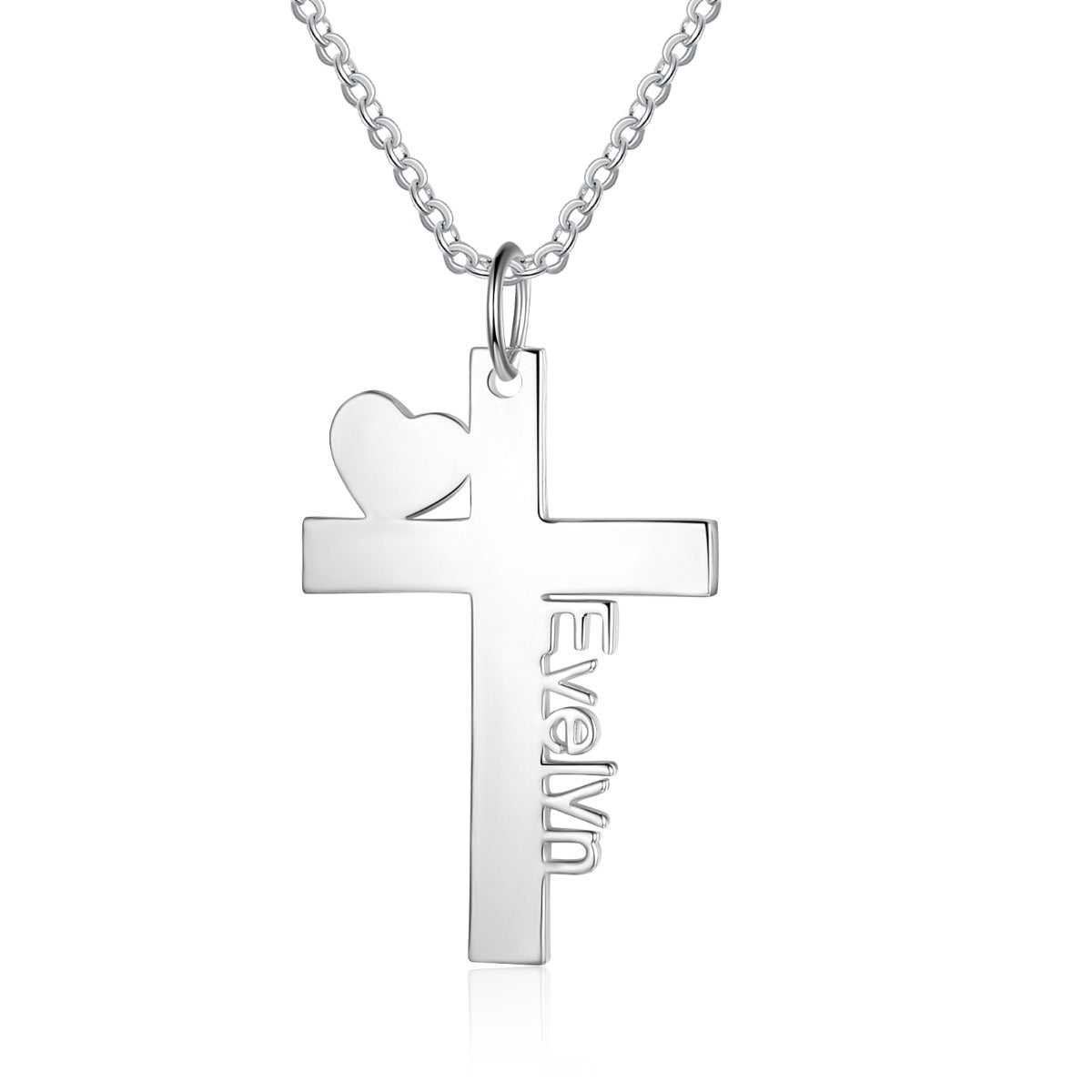 Cross Pendant Name Necklace with Heart