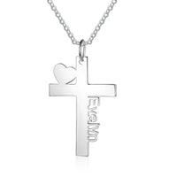 Cross Pendant Name Necklace with Heart