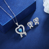 Birthstone Heart Ribbon Name Necklace