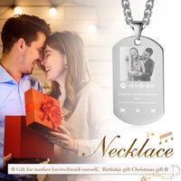 Photo Dog Tag Necklace with Spotify Code