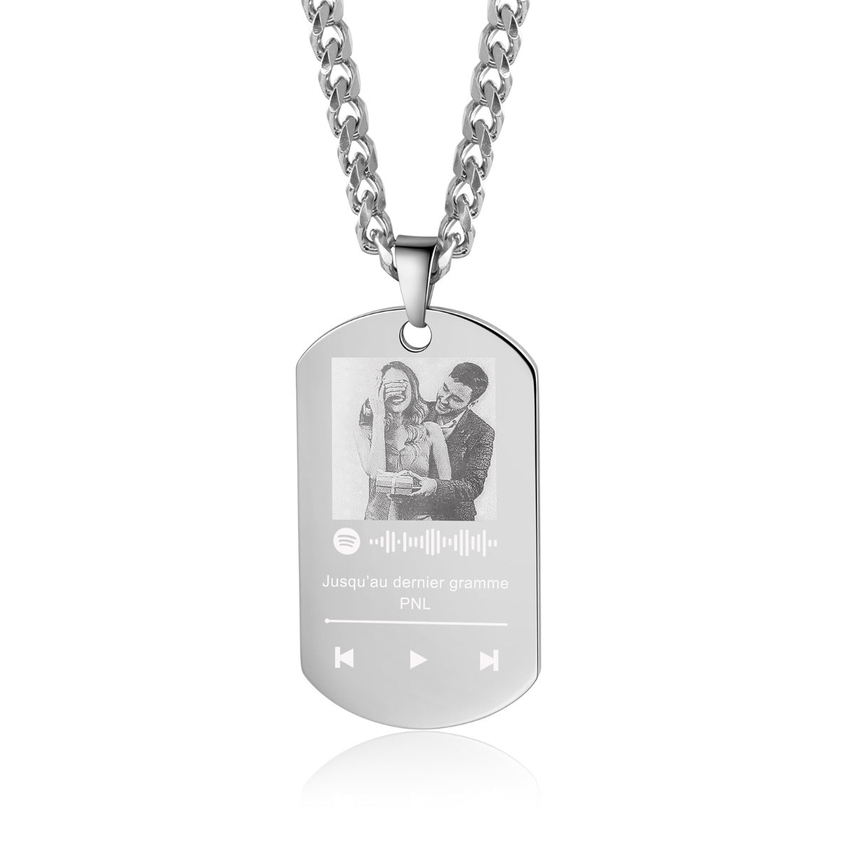 Photo Dog Tag Necklace with Spotify Code