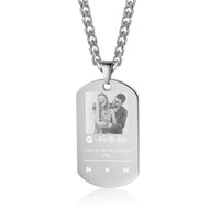 Photo Dog Tag Necklace with Spotify Code