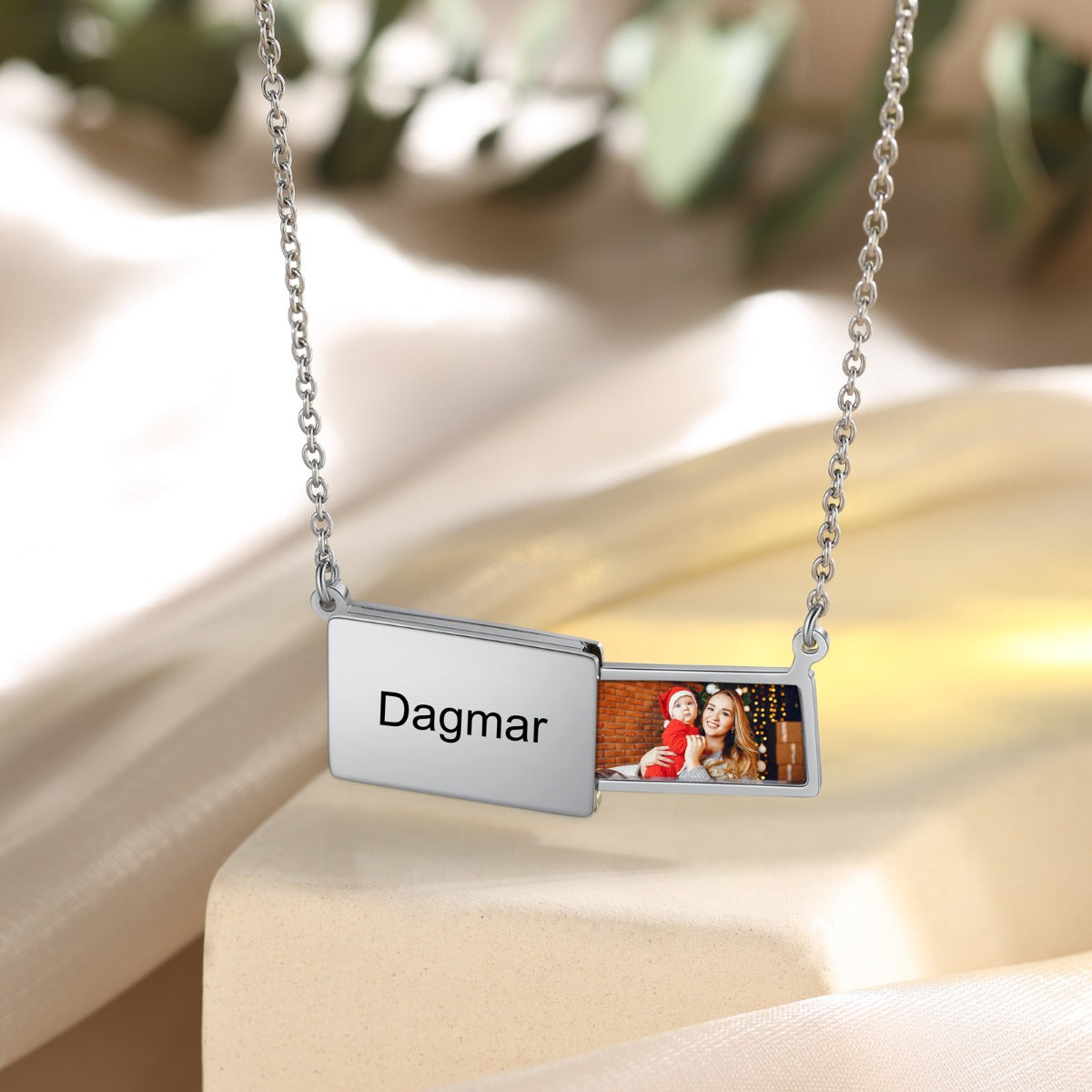 Personalized Name Bar Photo Necklace