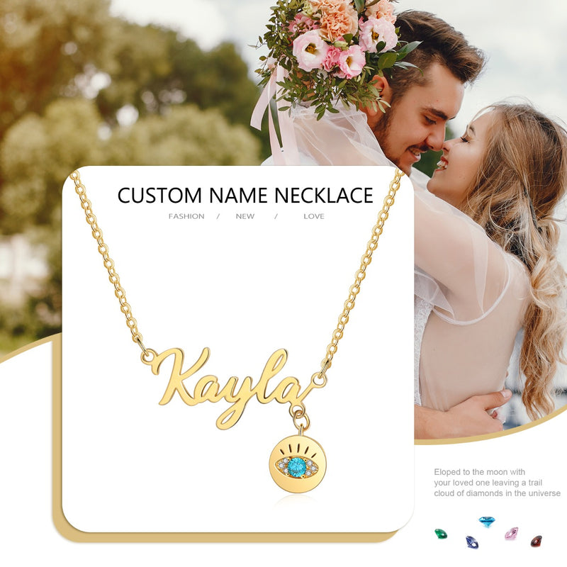 Personalized Evil Eye Name Necklace