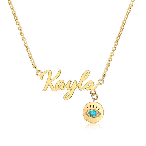Personalized Evil Eye Name Necklace