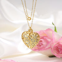 Filigree Heart Box Photo Locket Necklace