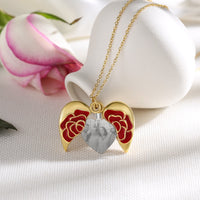 Red Rose Opening Heart Photo Necklace