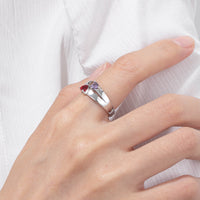 Sterling Silver Double Heart Birthstone Ring