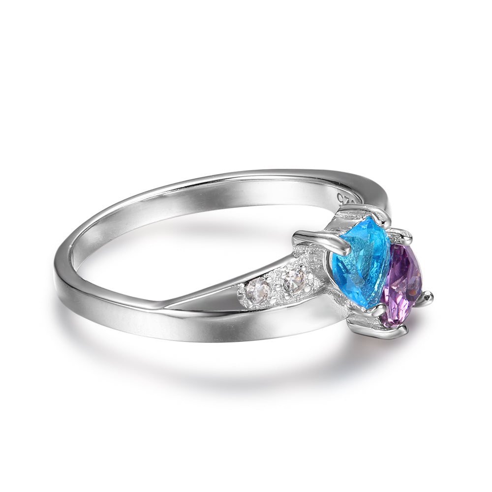 Sterling Silver Personalized Birthstone Ring