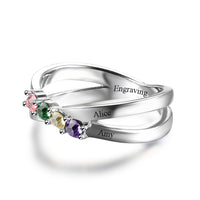 Sterling Silver Four Birthstone Ring