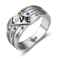 Sterling Silver Birthstone Ring with Names