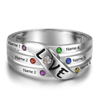 Sterling Silver Birthstone Ring with Names
