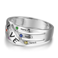 Sterling Silver Birthstone Ring with Names