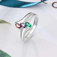 Birthstone & Engraved Sterling Silver Ring
