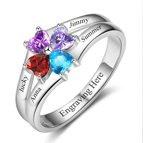Engraved Name Birthstone Ring