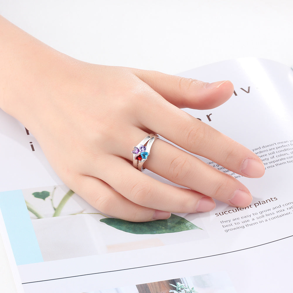 Engraved Name Birthstone Ring