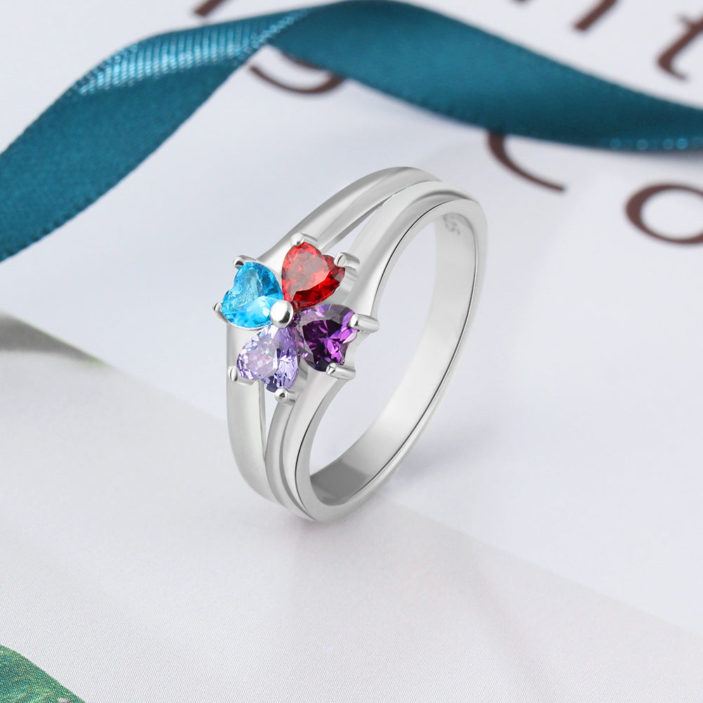 Engraved Name Birthstone Ring