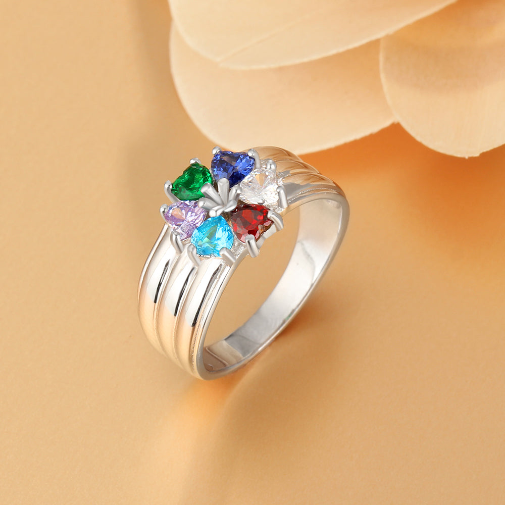 Birthstone Engraved Sterling Silver Ring