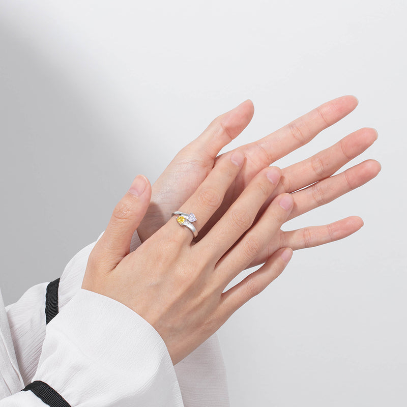 Two Birthstone & Engraved Sterling Silver Ring
