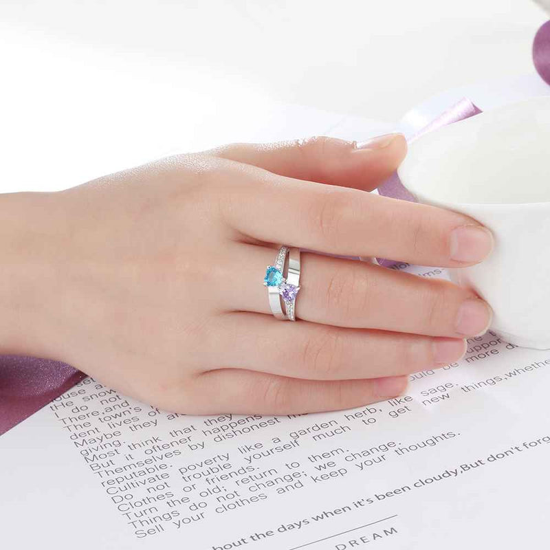 Sterling Silver Birthstone Name Ring