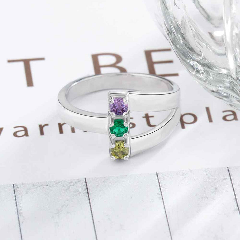 Cubic Zirconia Ring with Personalized Names