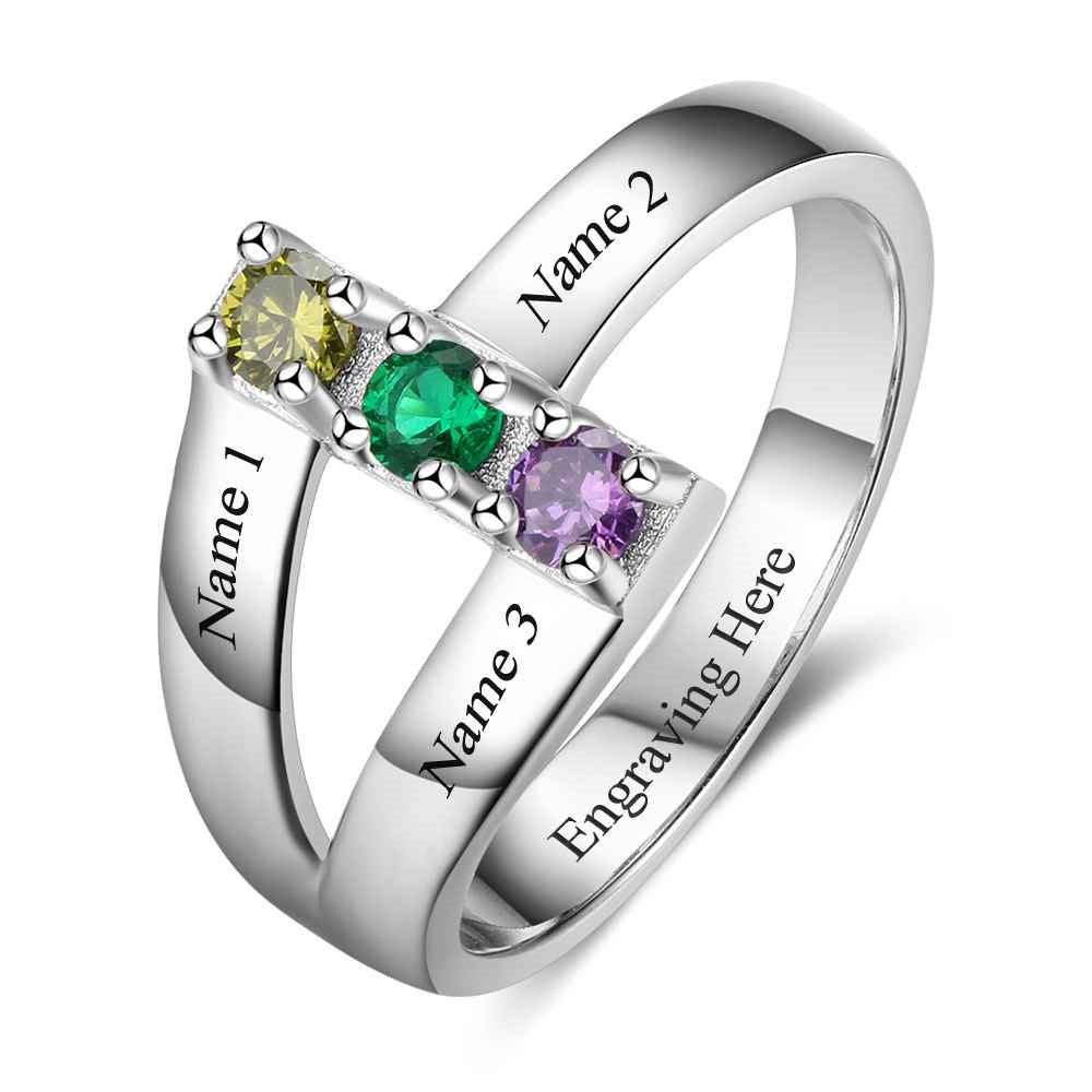 Cubic Zirconia Ring with Personalized Names