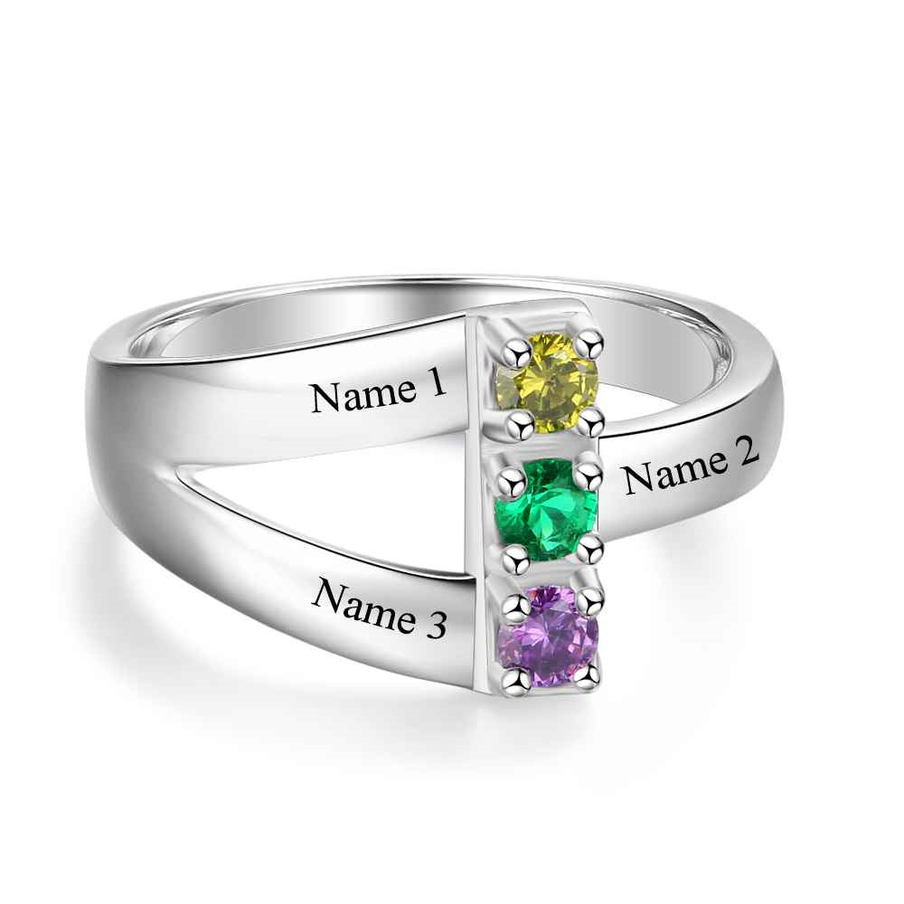 Cubic Zirconia Ring with Personalized Names